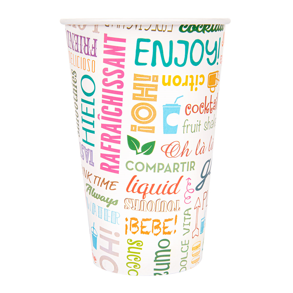 229.08-BICCHIERI BEVANDE CALDE 1 PARETE PAROLE 480 ML - 16 oz 280 + 18PE G/M2 Ø9/6x12,6 CM BIANCO CARTONE (50 u.)