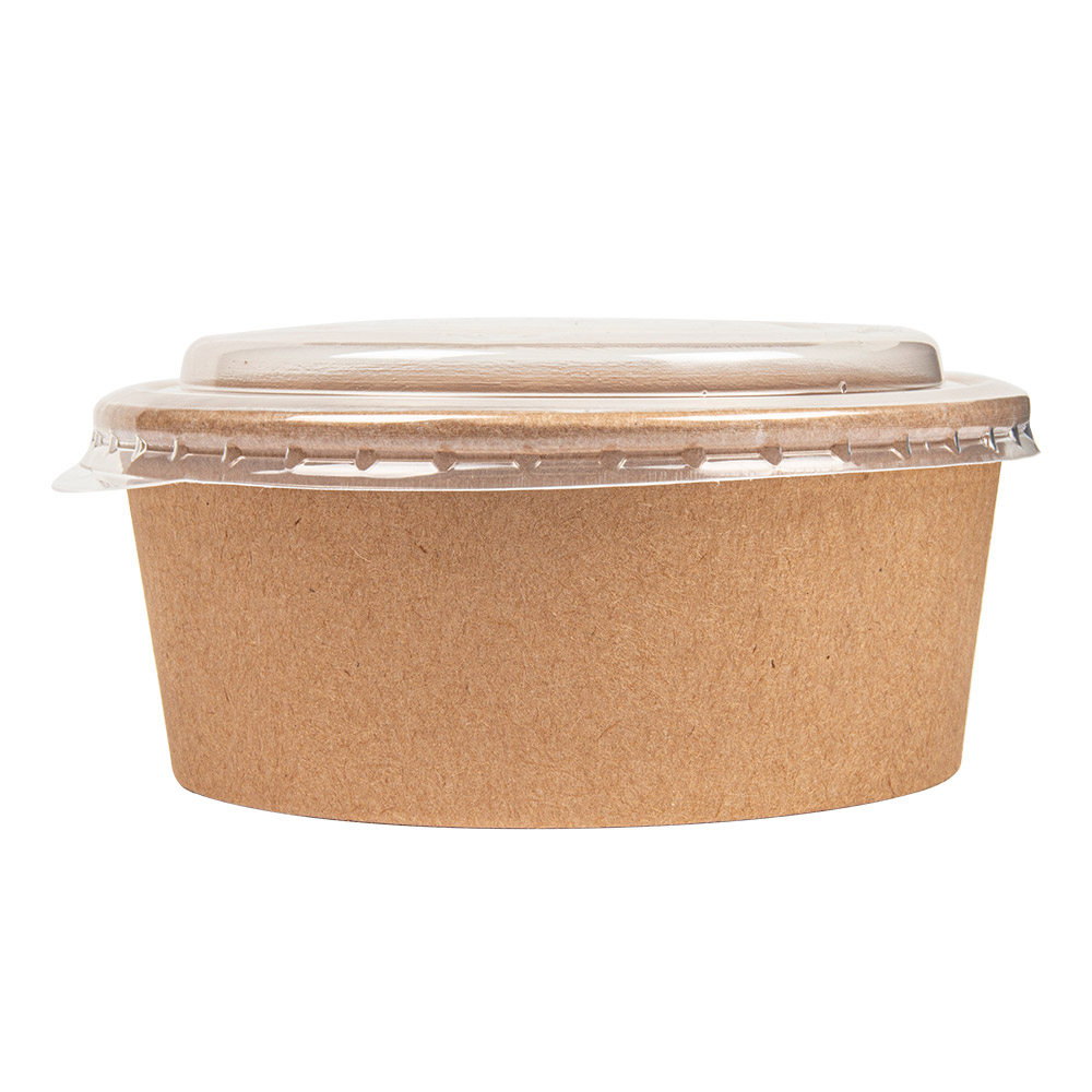 233.45-COMBO INSALATIERA + COPPERCHIO PET 750 ML - 25 oz 300 + 18 PE G/M2 Ø15/12,8x6 CM NATURALE KRAFT (25 u.)