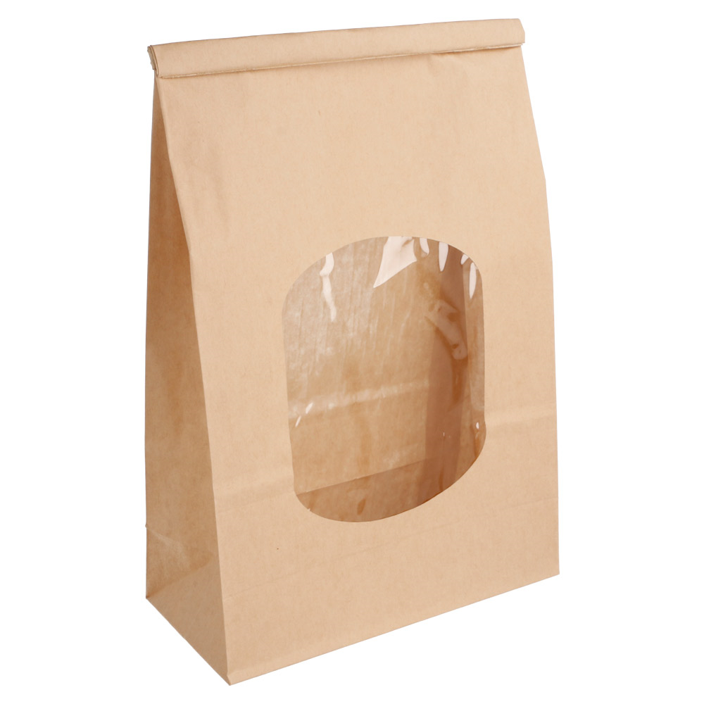 228.72-SACCHETTI SOS CON CHIUSURA CON FINESTRA 2500 GR 60 G/M2 + 25µ OPP 15,5+7x24,2 CM NATURALE KRAFT (50 u.)