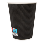 178.39-BICCHIERI BEVANDE CALDE DOPPIA PARETE  360 ML - 12 oz 300 + 250 + 18 PE G/M2 Ø9/6x11 CM NERO CARTONE (25 u.)