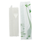 223.53-SET 3/1 FORCHETTA, COLETELLO, TOVAGLIOLO 'FEEL GREEN'  18 CM BIANCO CPLA (100 u.)