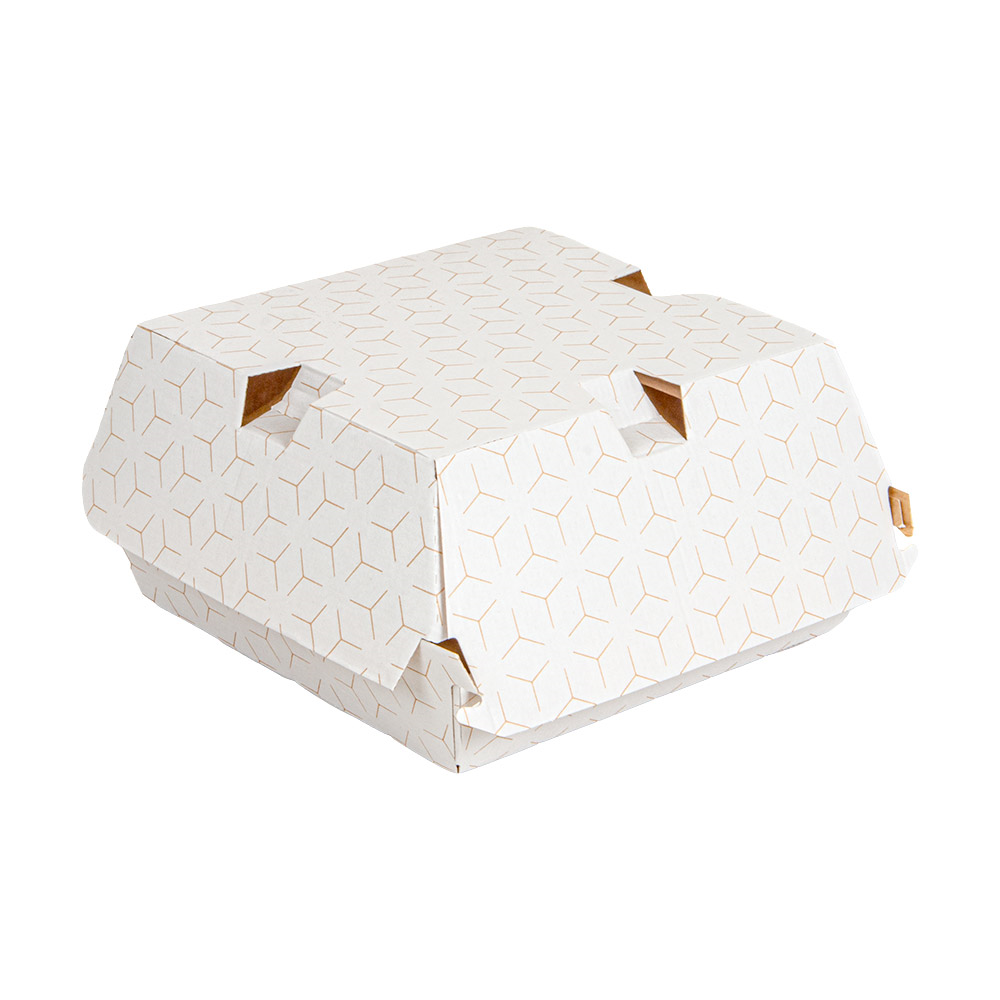 278.67-SCATOLE HAMBURGER 'THEPACK' CUBE  14,7x14x7 CM BIANCO/NATURALE CARTONE NANO-MICRO (50 u.)