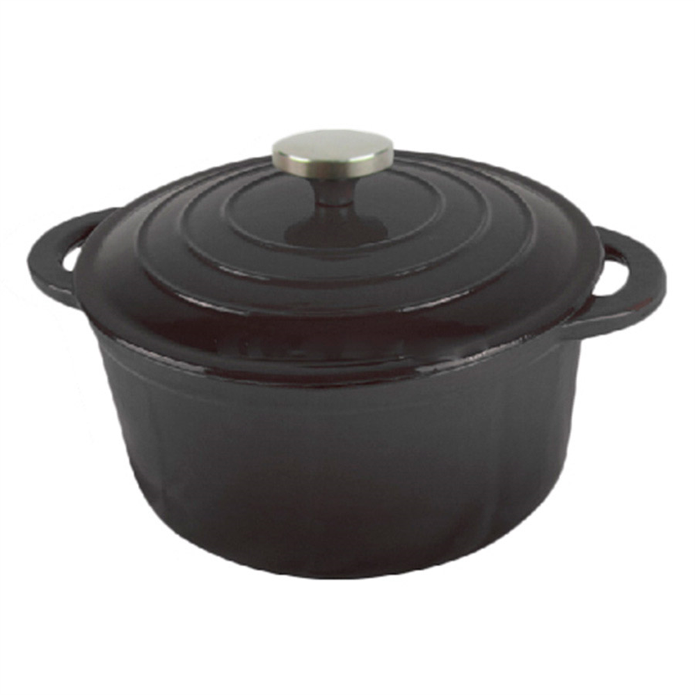 198.73-COCOTTE ROTONDA CON COPERCHIO  2500 ML Ø 21(28)x10,2 CM NERO FERRO