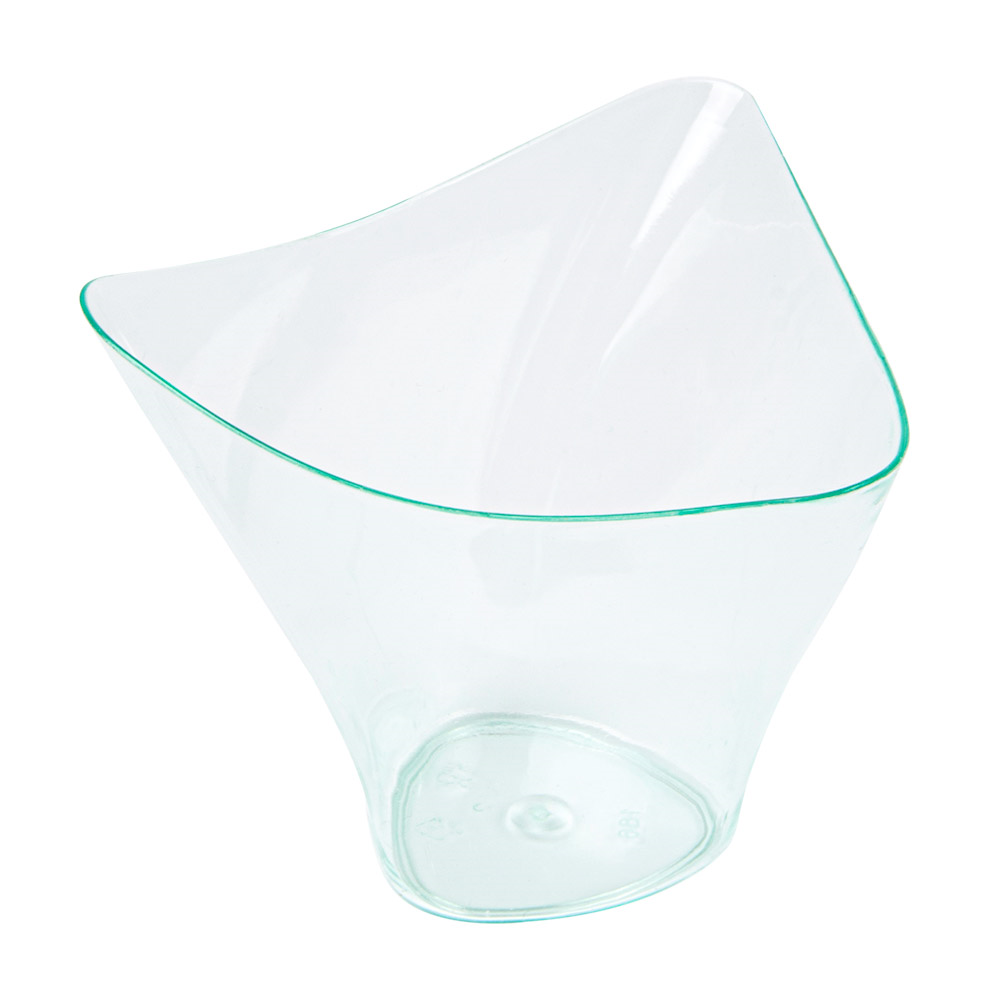 170.77-CONTENITORI APERITIVO TRIANGOLO  100 ML 7,7x7,4x6,3 CM VERDE ACQUA PS (24 u.)