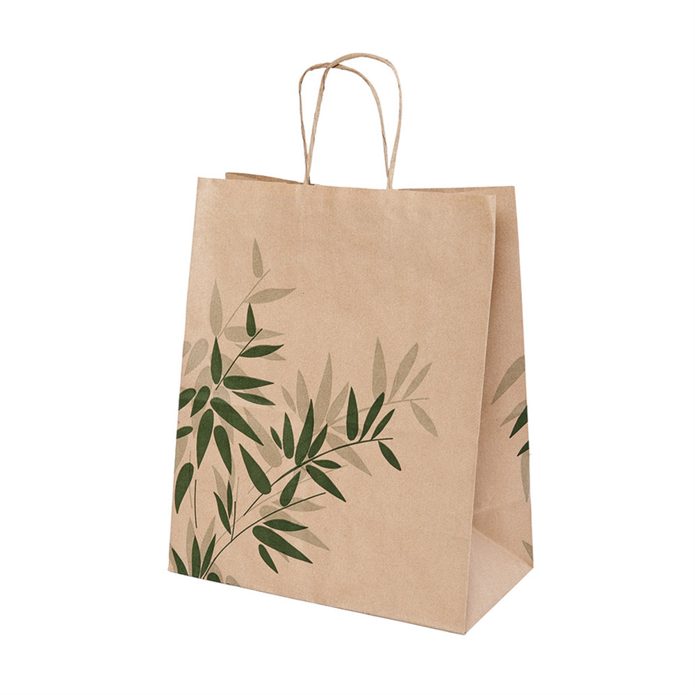 093.08-SACCHETTO SOS CON MANICI FEEL GREEN  80 G/M2 26+14x32 CM. MARRONE KRAFT (50 u.)