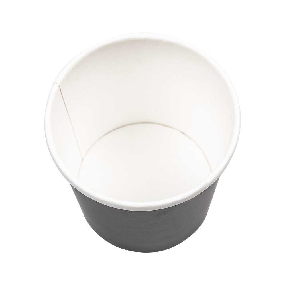 226.42-CONTENITORI CON COPERCHI 360 ML - 12 oz 300 + 18 PE G/M2 Ø9/7,2x8,4 CM NERO CARTONE (25 u.)