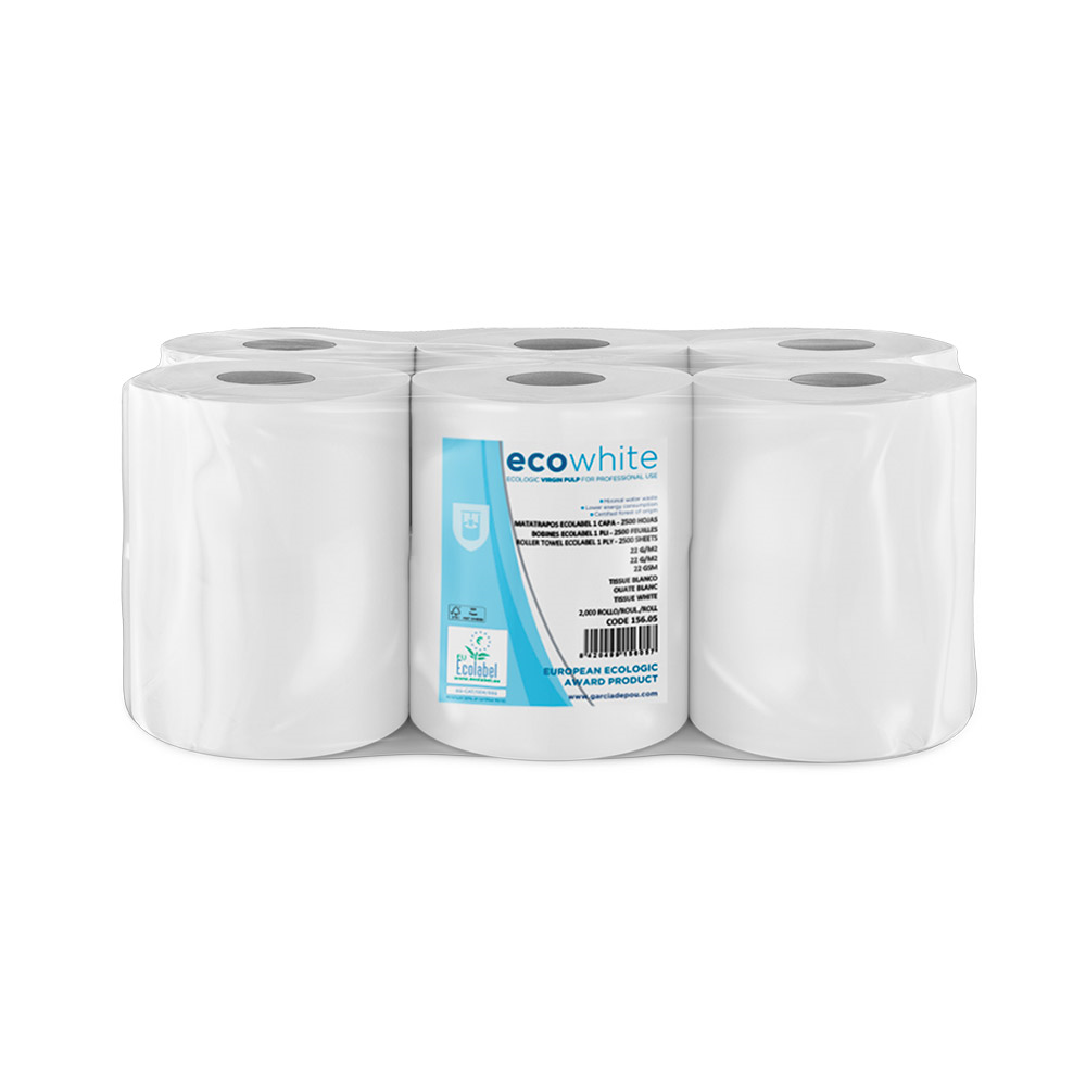 160.02-ASCIUGAMANI MAXI BARRIL ECOLABEL 2 STRATI  19 G/M2 Ø 19x21,6 CM BIANCO TISSUE (6 u.)