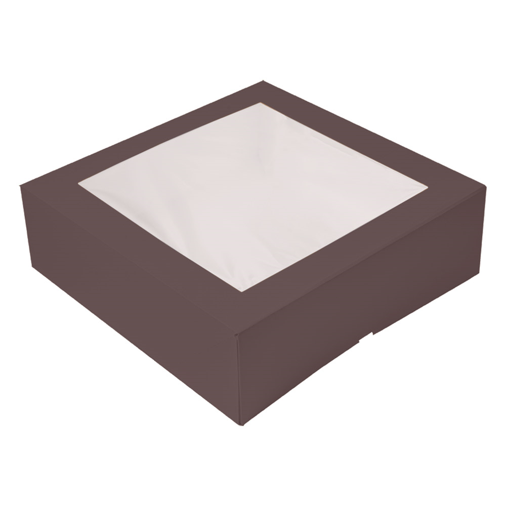 269.67-SCATOLE PER PASTICCERIA CON FINESTRA 'THEPACK'  32x32x10 CM CIOCCOLATO CARTONE NANO-MICRO + OPP (50 u.)