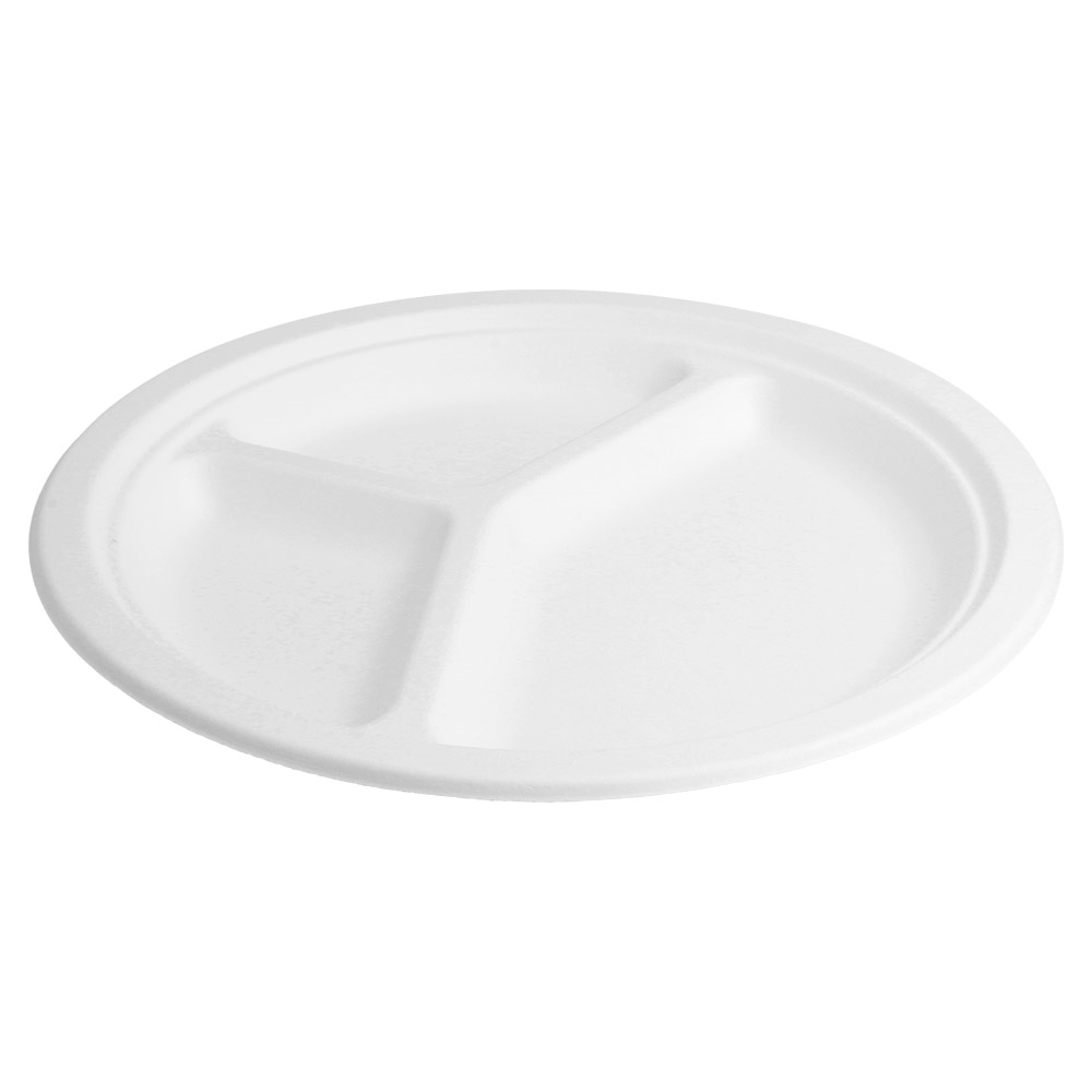 125.19-PIATTI 3 SCOMPARTI 'BIONIC'  Ø 26x2,6 CM BIANCO BAGASSA (50 u.)