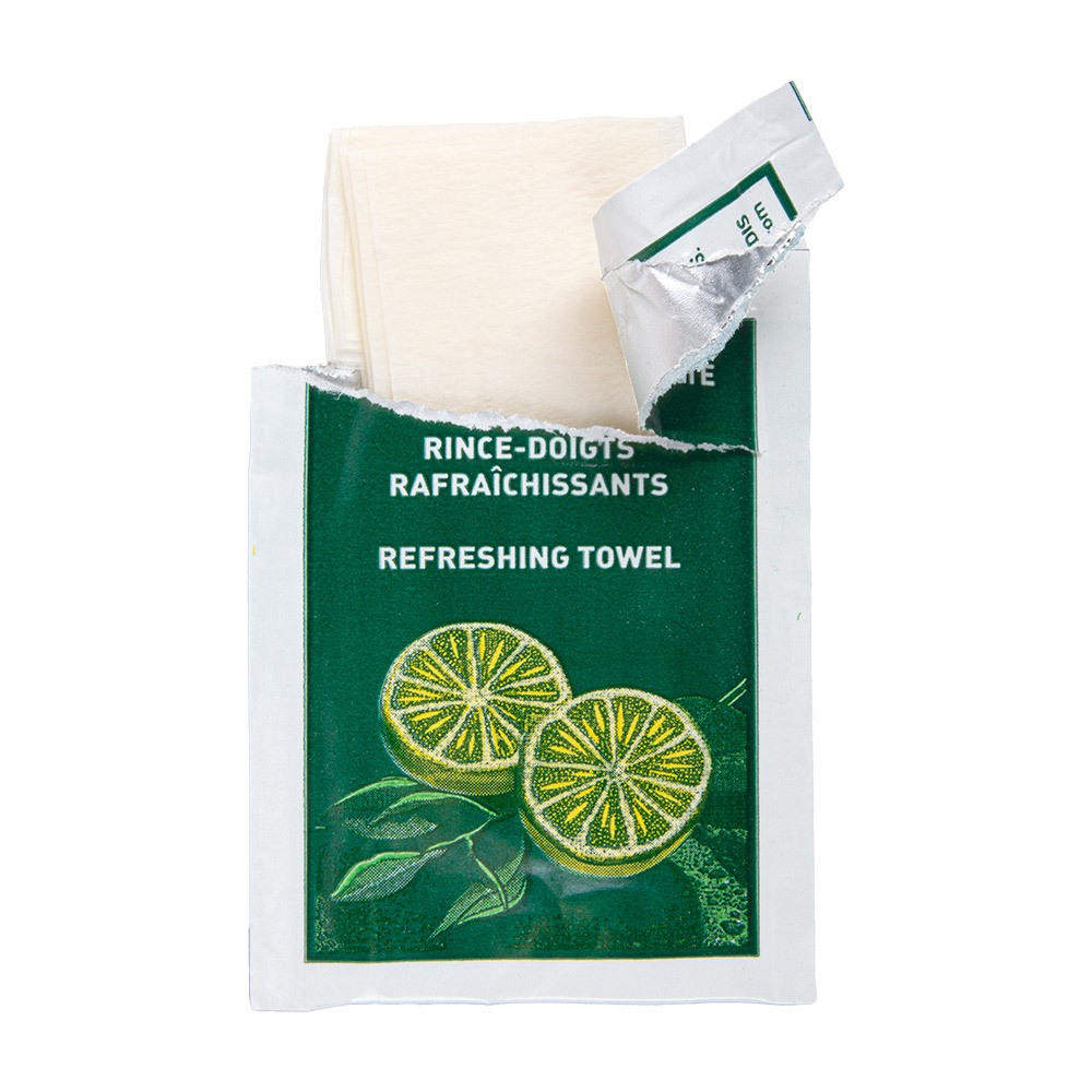 110.90-100 SALVIETTE RINFRESCANTE CITRON 45 G/M2 6x8 CM. BIANCO CELLULOSA