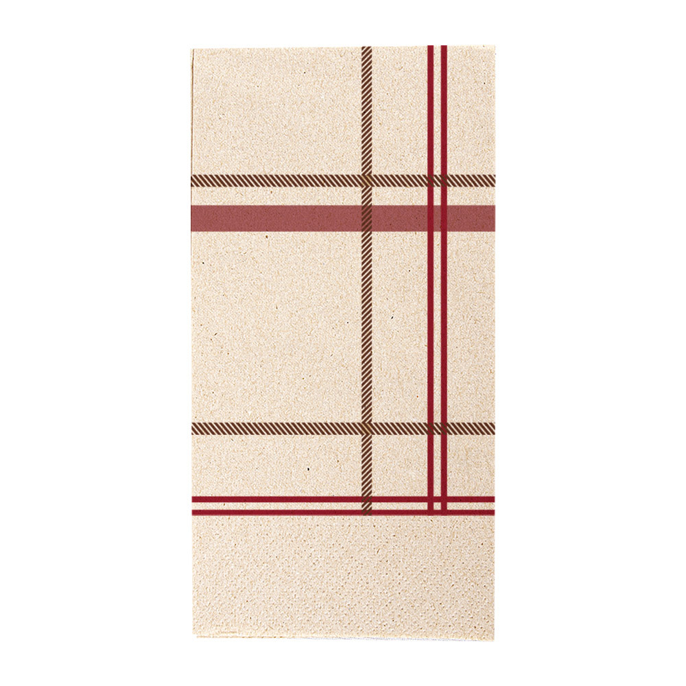 255.43-TOVAGLIOLI ECOLABEL 2 VELI P. 1/8 FEEL GREEN 'TARTAN' 18 G/M2 40x40 CM NATURALE TISSUE RICICLATO (50 u.)