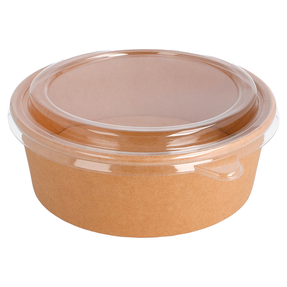224.48-COMBO INSALATIERA + COPPERCHIO PET 1300 ML - 43,3 oz 320 + 18 PE G/M2 Ø 18,4/16x6,6 CM NATURALE KRAFT (25 u.)