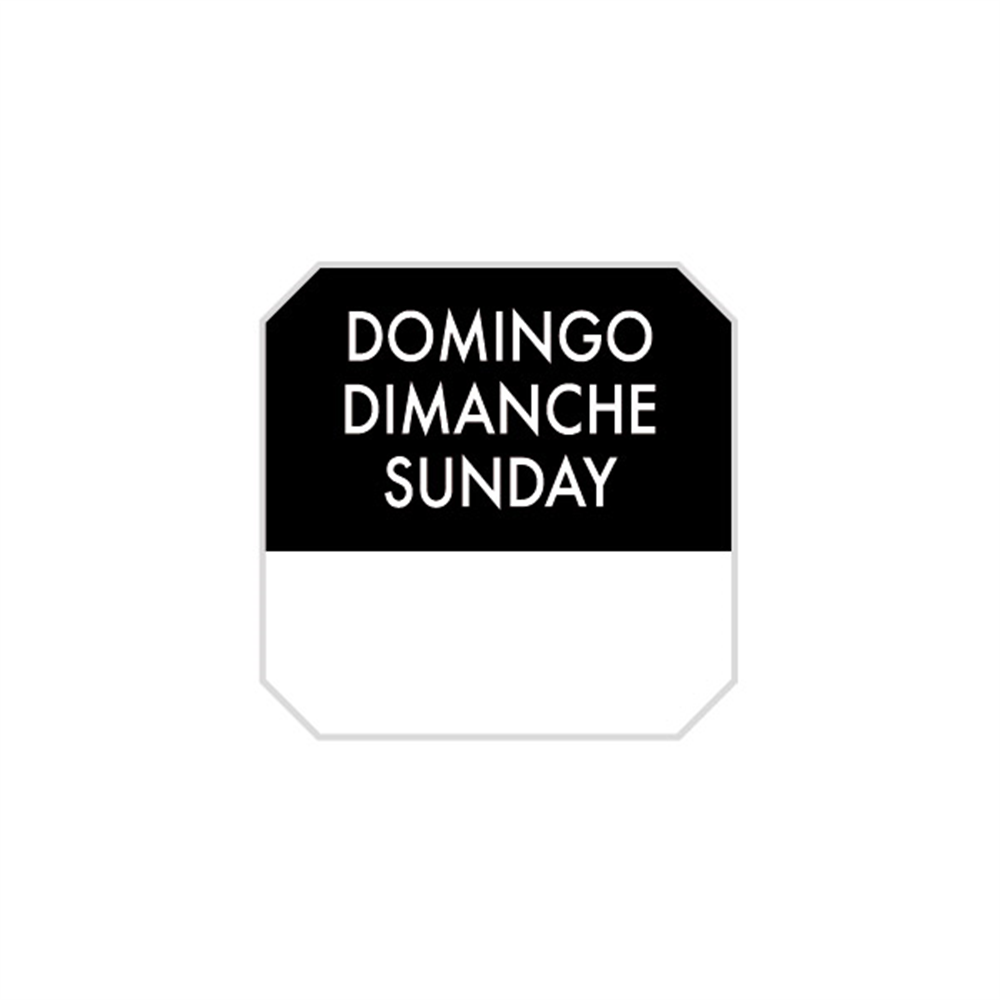 393.71-1000 U. ETICHETTE ADESIVE DOMENICA   2,5x2,5 CM NERO ADESIVO