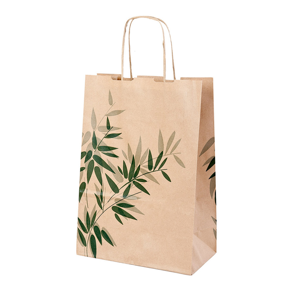 093.07-SACCHETTO SOS CON MANICI FEEL GREEN  80 G/M2 20+10x29 CM MARRONE KRAFT (50 u.)