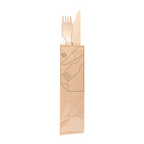 250.62-SET 3/1 POSATE + TOVAGLIOLI 'WOOD' MAKAN  16 CM NATURALE LEGNO (100 u.)