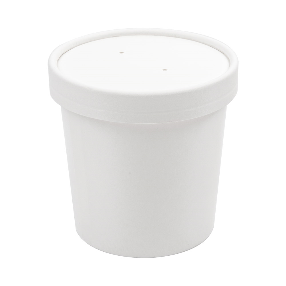 226.39-CONTENITORI CON COPERCHI 360 ML - 12 oz 300 + 18 PE G/M2 Ø9/7,2x8,4 CM BIANCO CARTONE (25 u.)