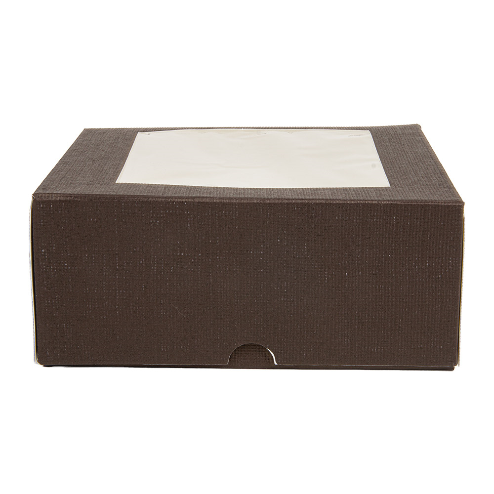 269.61-SCATOLE PER PASTICCERIA CON FINESTRA 'THEPACK'  18x18x7,5 CM CIOCCOLATO CARTONE NANO-MICRO + OPP (50 u.)
