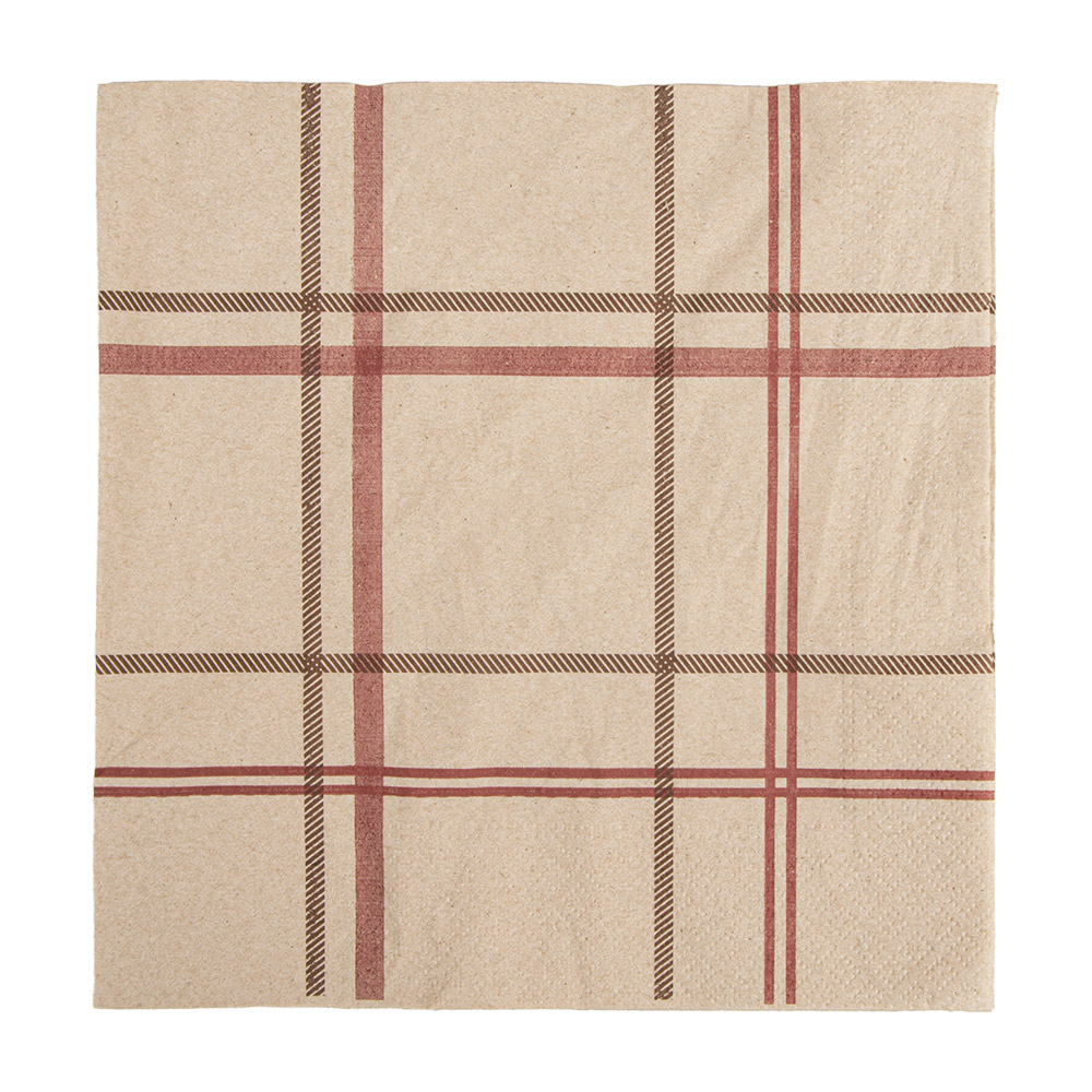255.42-TOVAGLIOLI ECOLABEL 2 VELI P. 1/4 FEEL GREEN 'TARTAN' 18 G/M2 40x40 CM NATURALE TISSUE RICICLATO (100 u.)