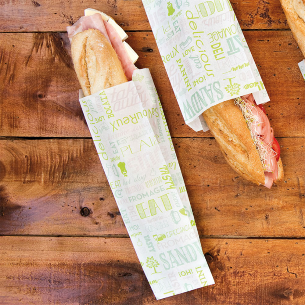 229.22-SACCHETTI BAGUETTES GREEN PAROLE 32 G/M2 9+4x30 CM BIANCO PERGAMANA ANTIGRASSI (500 u.)