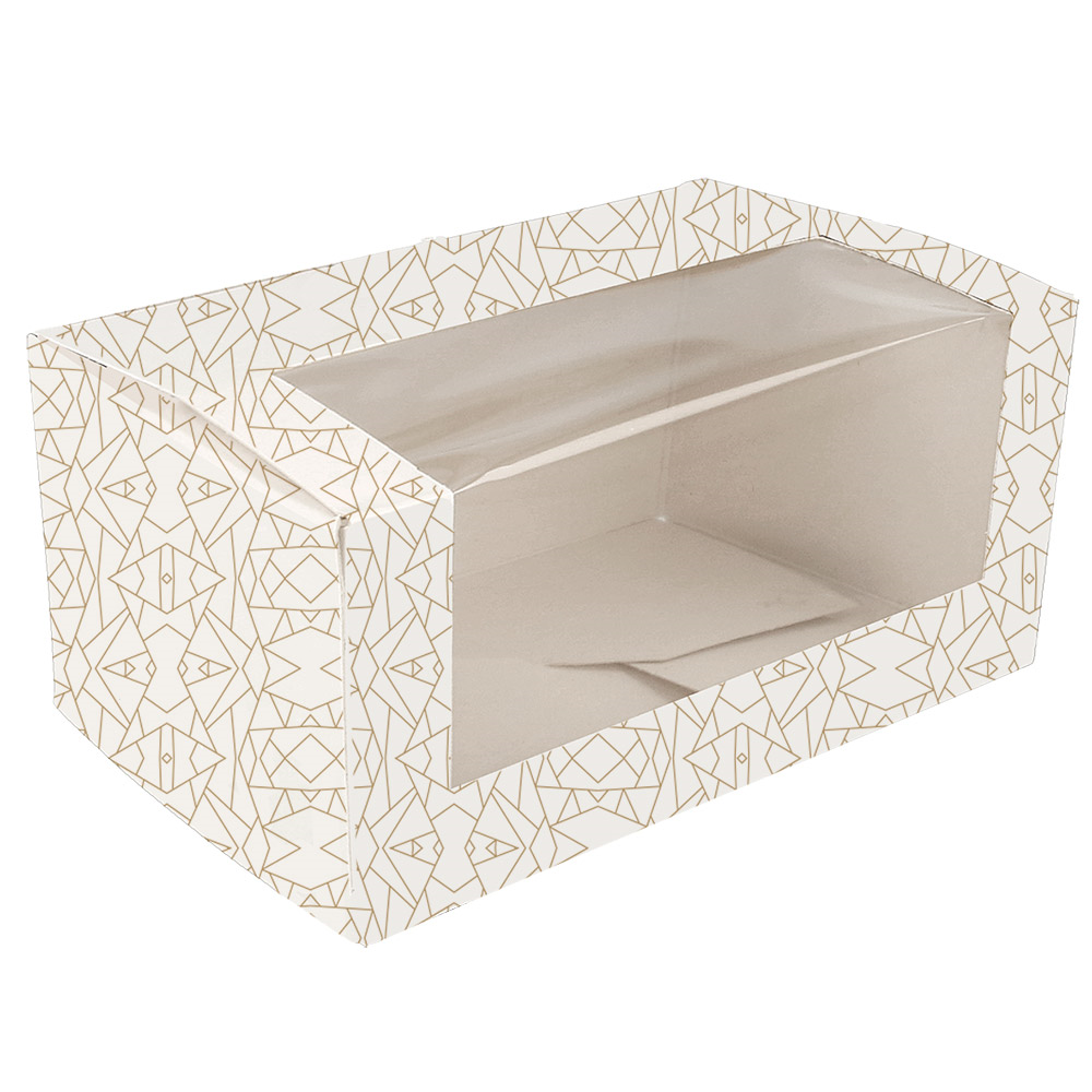 256.12-SCATOLE PER PASTICCERIA CON FINESTRA 'THEPACK' DECO  18x11x8 CM BIANCO CARTONE NANO-MICRO + OPP (50 u.)