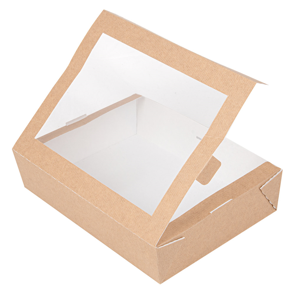 253.64-SCATOLE CON FINESTRA 'THEPACK' 1470 ML 19,8x14x4,8 CM NATURALE CARTONE NANO-MICRO + OPP (25 u.)