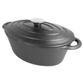 198.78-COCOTTE OVALE CON COPERCHIO  3500 ML 29(36)x21x10,9 CM NERO FERRO