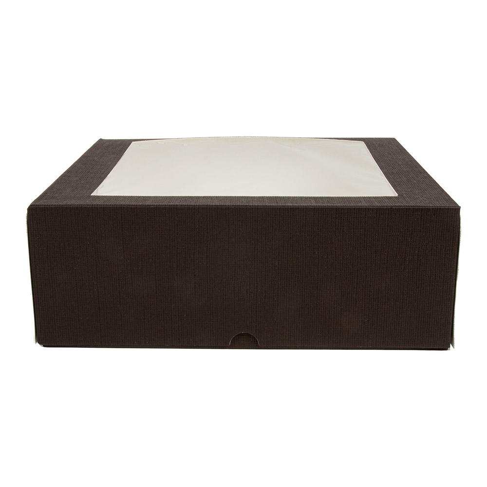 269.65-SCATOLE PER PASTICCERIA CON FINESTRA 'THEPACK'  28x28x10 CM CIOCCOLATO CARTONE NANO-MICRO + OPP (50 u.)