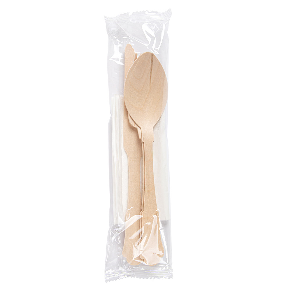 204.34-SET 4/1 POSATE + TOVAGLIOLO 'WOOD' CLASSIC  20 CM NATURALE LEGNO (100 u.)