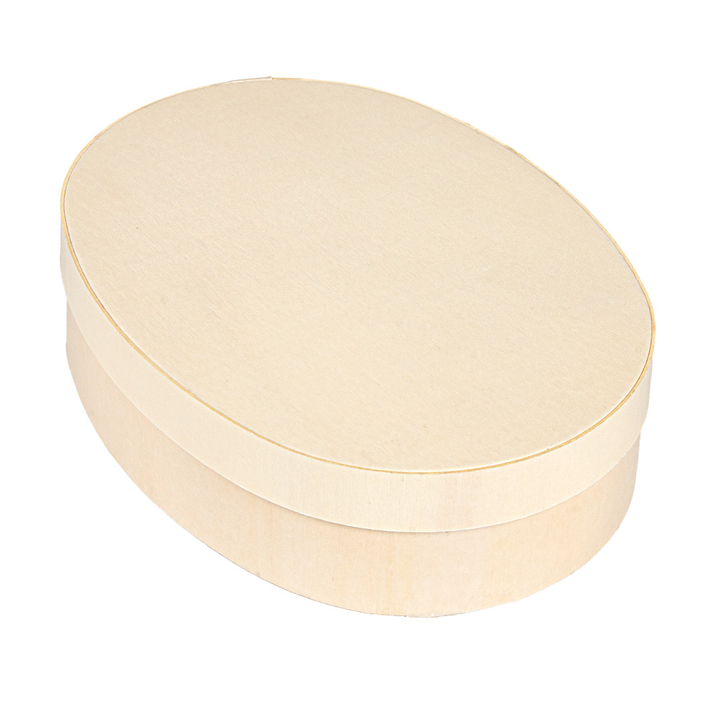 266.09-MINI SCATOLA OVALE CON COPERCHIO 'WOOD'  19,5x14,5x5 CM NATURALE LEGNO