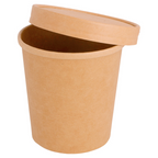 212.60-CONTENITORI CON COPERCHI 480 ML - 16 oz 320 + 18 PE G/M2 Ø 9,8/7,5x10 CM NATURALE KRAFT (25 u.)