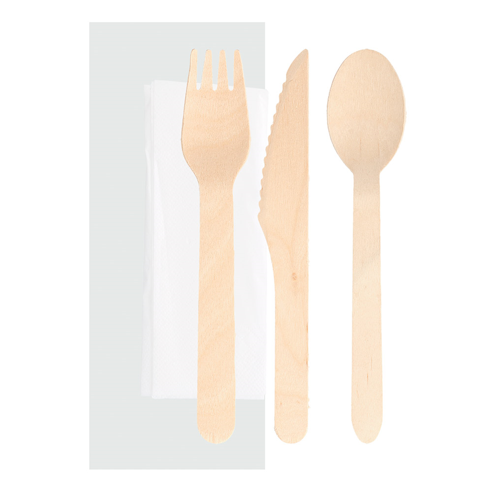 220.42-SET 4/1 POSATE + TOVAGLIOLO WOOD 'MAKAN'  16 CM NATURALE LEGNO (100 u.)