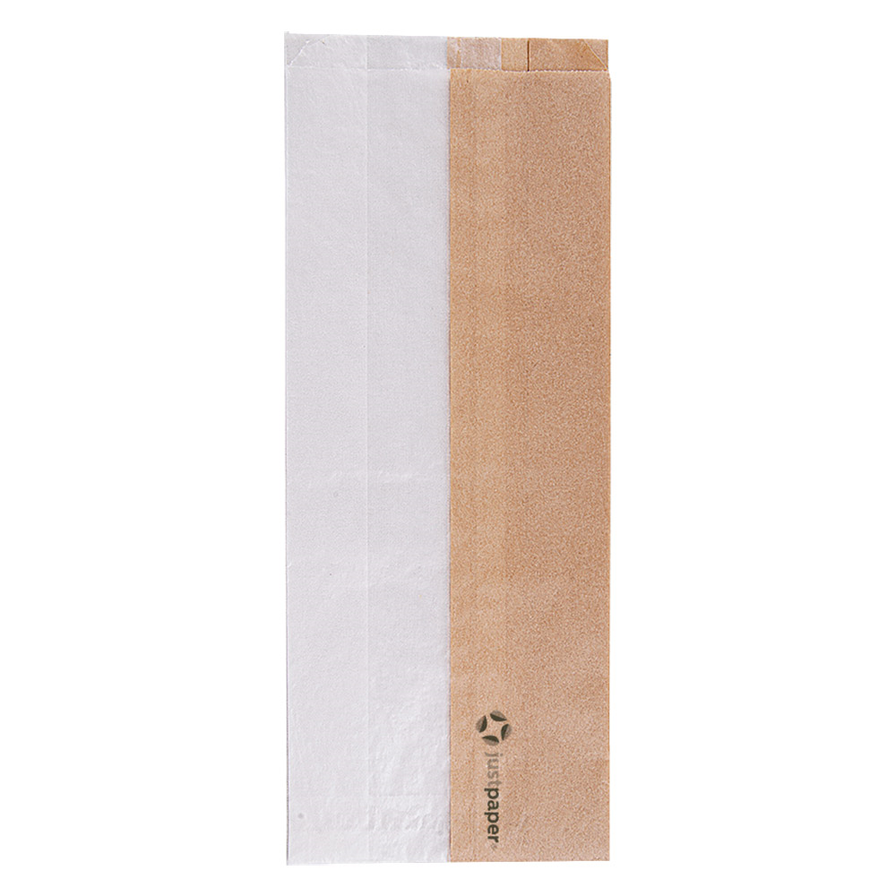 231.19-SACCHETTI PER SANDWICHES CON FINESTRA ECO PFAS FREE 'JUST PAPER' 40 G/M2 12+6x30 CM NATURALE PERGAMANA ANTIGRASSI (250 u.)