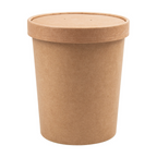 226.50-CONTENITORI CON COPERCHI 960 ML - 32 oz 330 + 18 PE G/M2 Ø11,7/9x13,5 CM NATURALE KRAFT (25 u.)