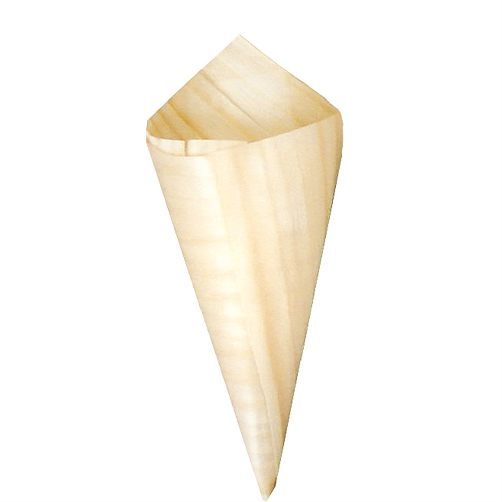 165.57-CONO IN FOGLIA DI PIOPPO 'WOOD'  8 CM NATURALE LEGNO (50 u.)