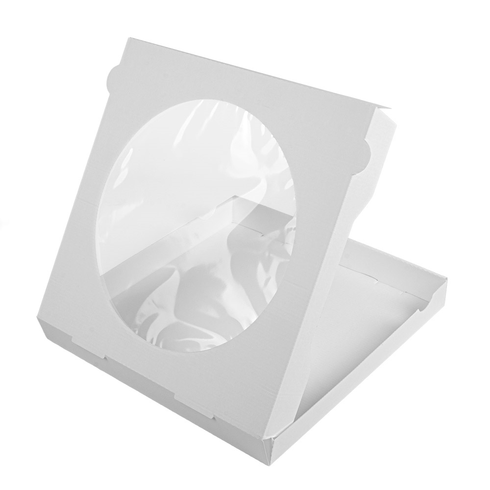 275.93-SCATOLE PER PIZZA CON FINESTRA 'THEPACK'  32x32x3,8 CM BIANCO CARTONE NANO-MICRO + OPP (100 u.)