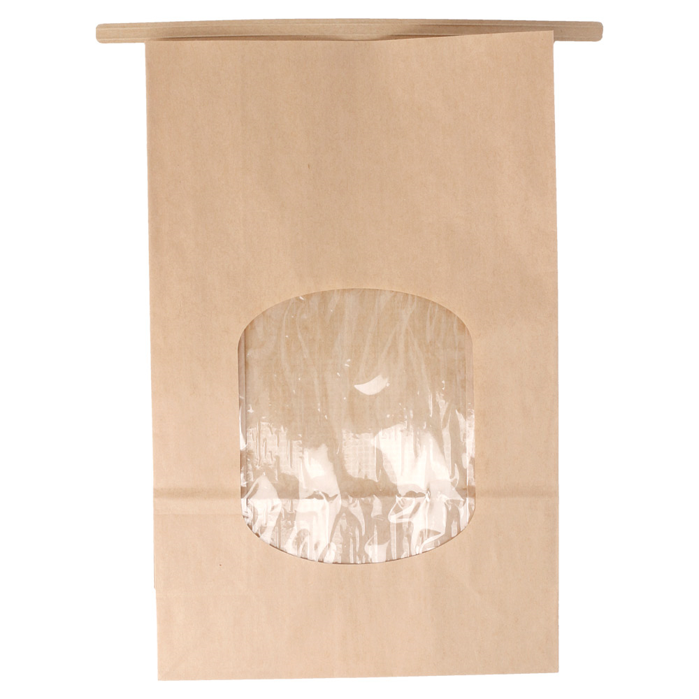 228.72-SACCHETTI SOS CON CHIUSURA CON FINESTRA 2500 GR 60 G/M2 + 25µ OPP 15,5+7x24,2 CM NATURALE KRAFT (50 u.)