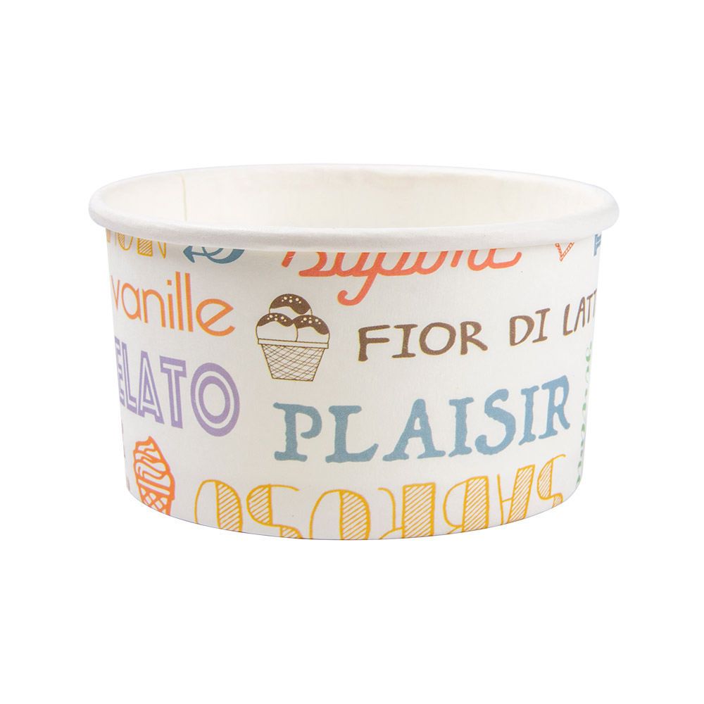 230.28-COPPETTE GELATI PAROLE 90 ML 210 + 18 PE G/M2 Ø7,2x4 CM BIANCO CARTONE (50 u.)