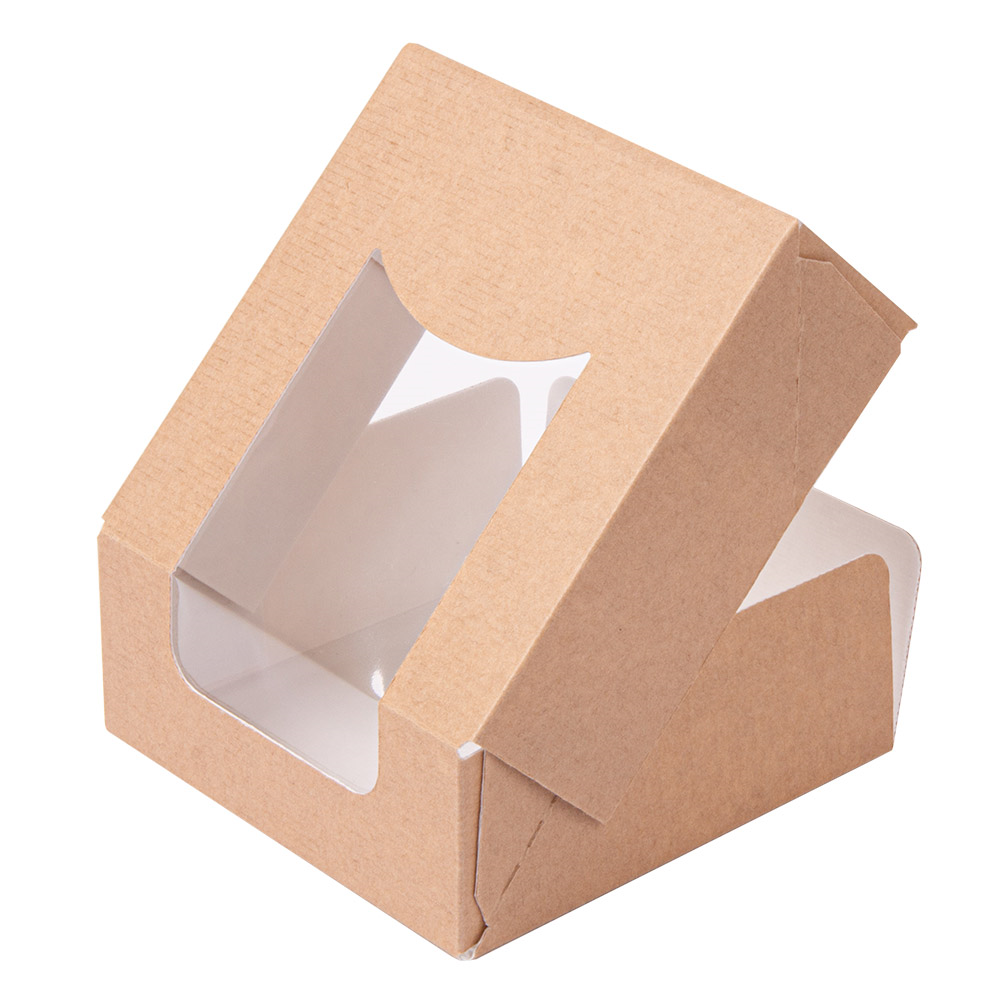 253.36-CONTENITORI SUSHI+FINESTRA 'THEPACK'  10x10x4 CM MARRONE CARTONE NANO-MICRO + OPP (50 u.)