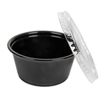 215.21-50 COPPETTE PICCOLE + 50 COPERCHI 100 ML Ø7,4x3,5 CM NERO PP
