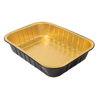 267.83-CONTENITORI LACCATI  1530 ML 23,6x18,5x4,5 CM NERO/ORO ALLUMINIO (50 u.)