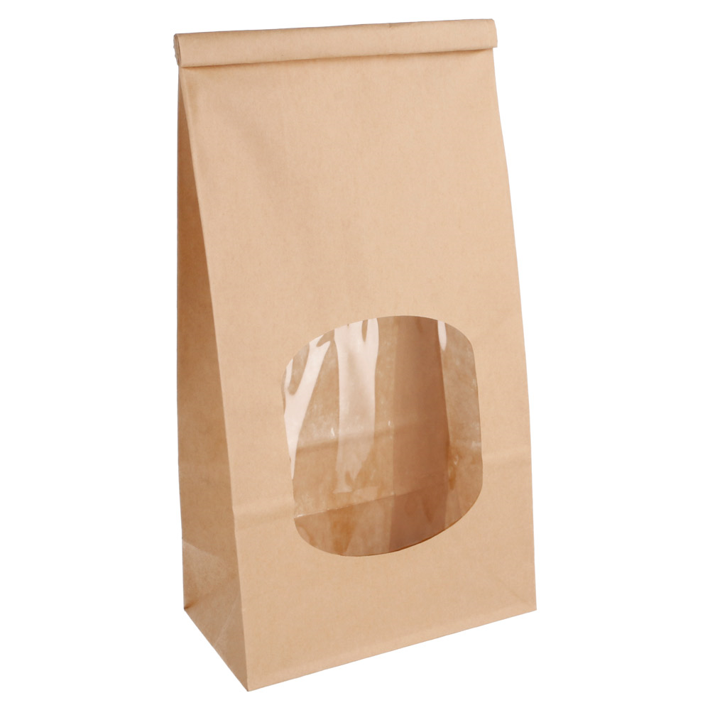 228.71-SACCHETTI SOS CON CHIUSURA CON FINESTRA 1800 GR 60 G/M2 + 25µ OPP 12+6,5x24,6 CM NATURALE KRAFT (50 u.)