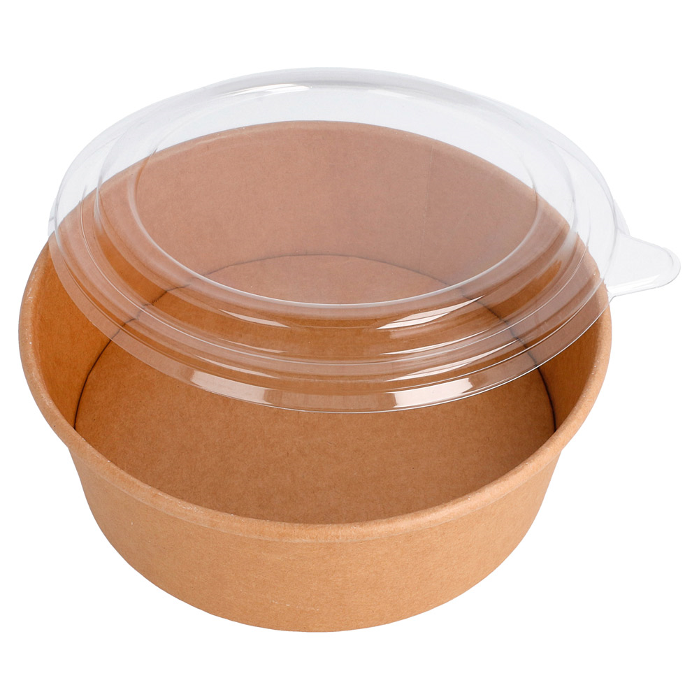 224.48-COMBO INSALATIERA + COPPERCHIO PET 1300 ML - 43,3 oz 320 + 18 PE G/M2 Ø 18,4/16x6,6 CM NATURALE KRAFT (25 u.)