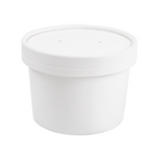226.45-CONTENITORI CON COPERCHI 240 ML - 8 oz 300 + 18 PE G/M2 Ø9/7,5x6 CM BIANCO CARTONE (25 u.)