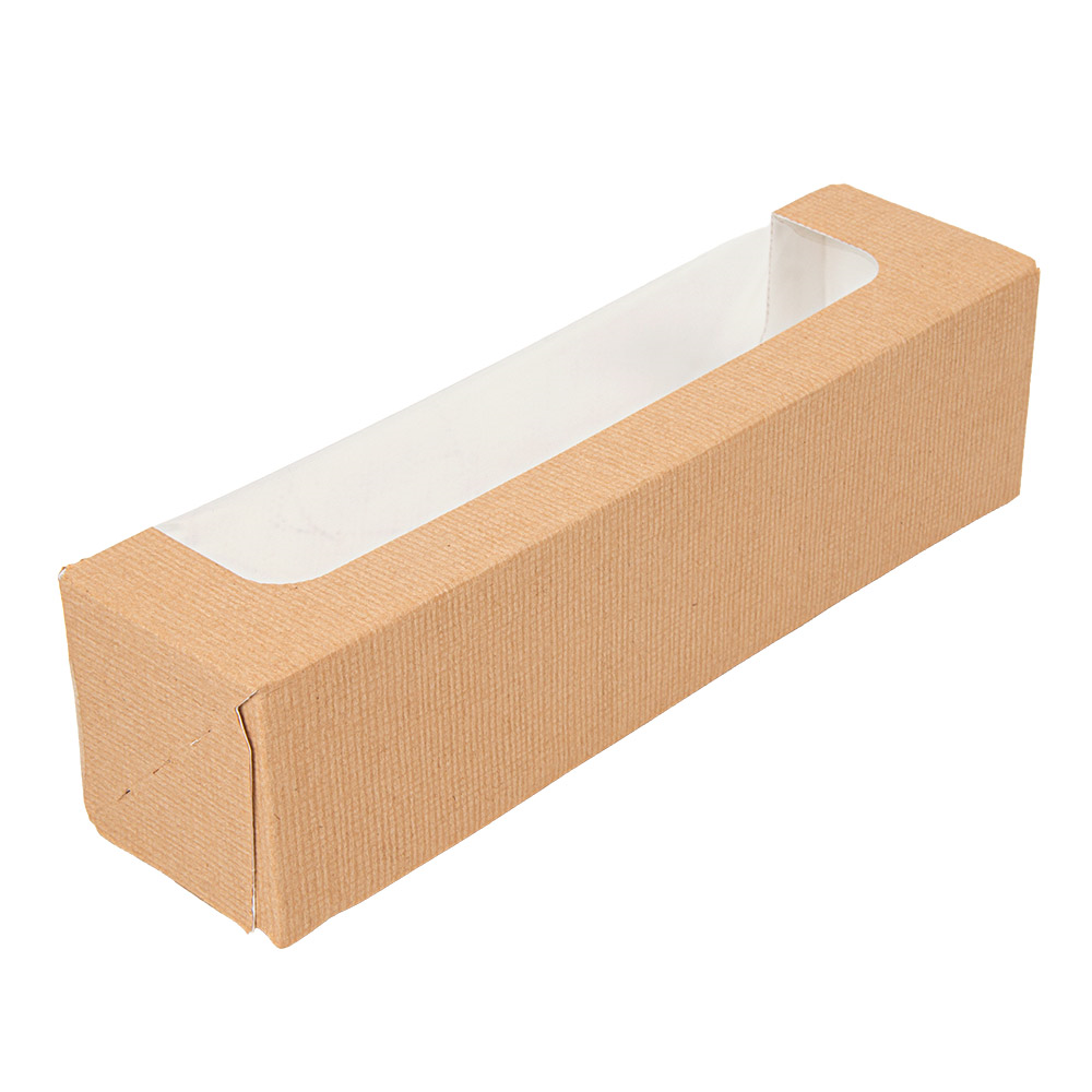 279.25-ASTUCCI PER MACARON CON FINESTRA 'THEPACK'  19x5x5 CM NATURALE CARTONE NANO-MICRO + OPP (50 u.)
