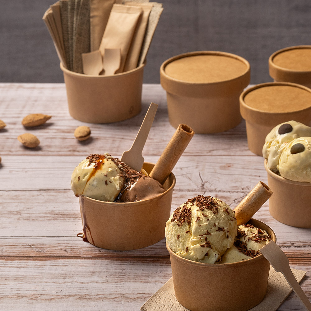 222.91-COPPETTA GELATI  180 ML 250 + 18 PE G/M2 Ø 8,7x5,2 CM MARRONE CARTONE (50 u.)