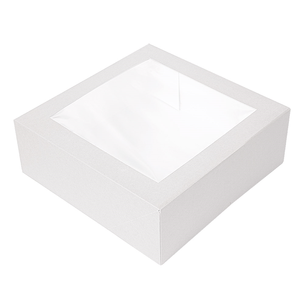 201.65-SCATOLE PER PASTICCERIA CON FINESTRA 'THEPACK'  16x16x8 CM BIANCO CARTONE NANO-MICRO + OPP (50 u.)