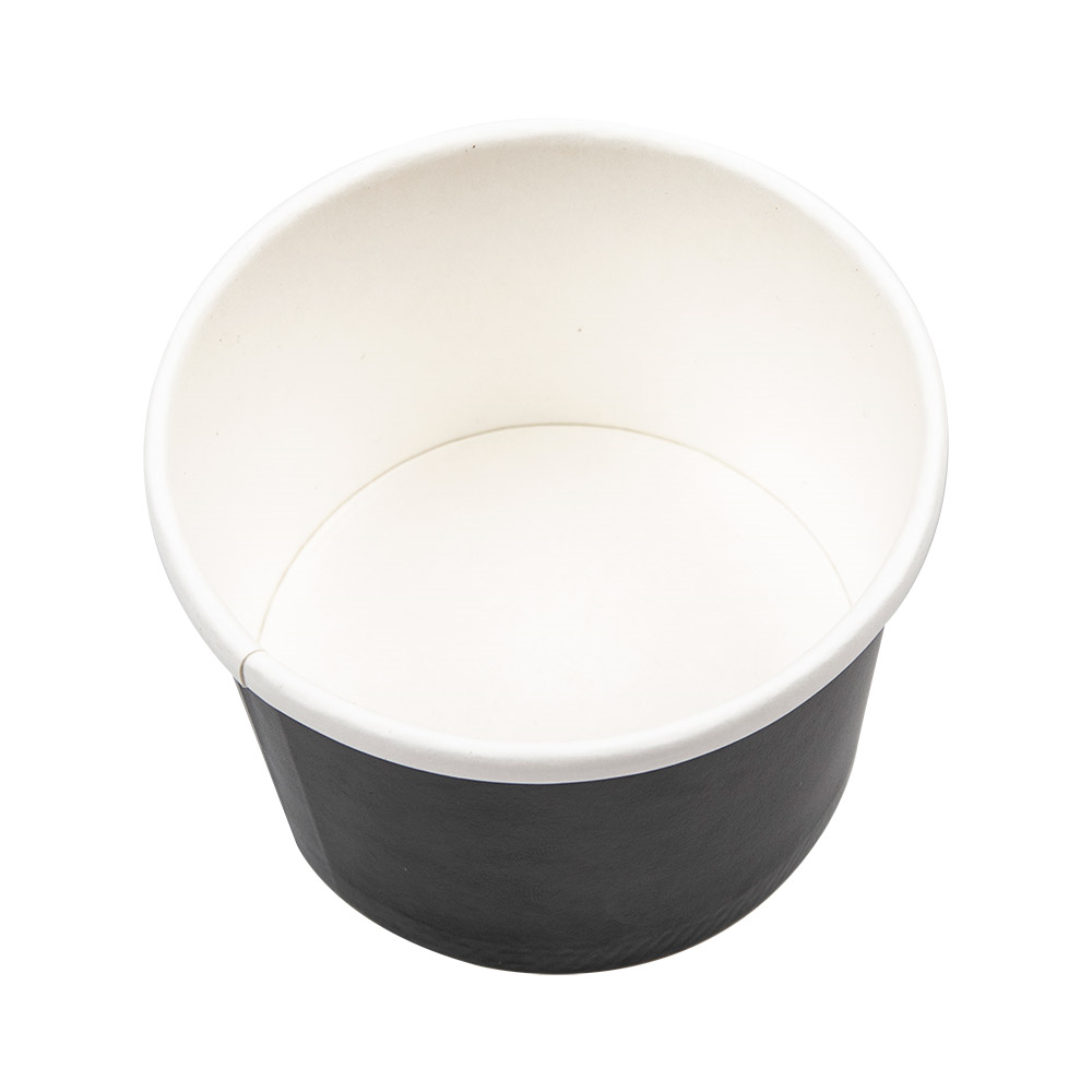 226.46-CONTENITORI CON COPERCHI 240 ML - 8 oz 300 + 18 PE G/M2 Ø9/7,5x6 CM NERO CARTONE (25 u.)