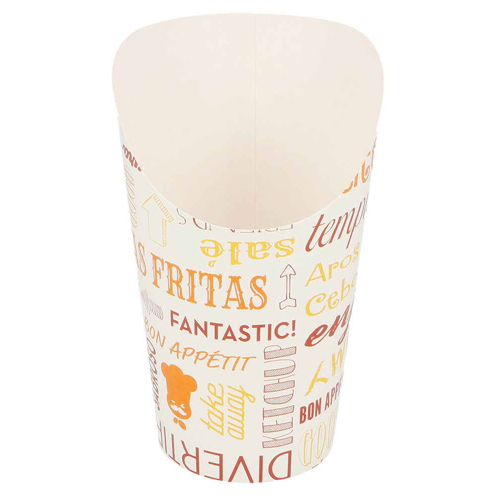 229.59-BICCHIERE PER FRITTI APERTO PAROLE 16 OZ - 480 ML 220 + 18PE G/M2 Ø8,5x13,5 CM BIANCO CARTONE (50 u.)