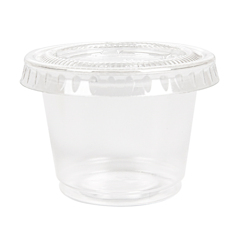 215.06-50 COPPETTE PICCOLE + 50 COPERCHI 30 ML Ø4,5x3,3 CM TRASPARENTE PP