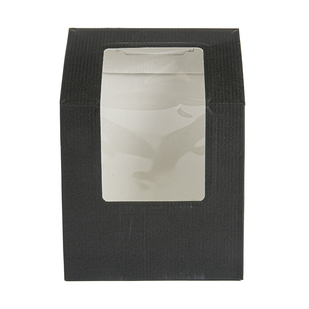 256.39-SCATOLE TORTILLA-WRAP CON FINESTRA 'THEPACK'  9,2x5,1x9,2/12,5 CM NERO CARTONE NANO-MICRO + OPP (100 u.)